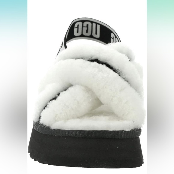 Ugg white and black disco cross slides sandals - Picture 3 of 14